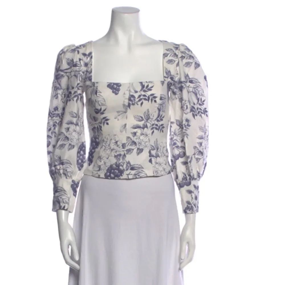 REFORMATION Linen Floral Stilton Puff Sleeve Top Carla XS Size 0 Worn Once